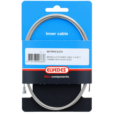 Elvedes Rem Binnenkabel 2000 mm en acier inoxydable lisse Ø1,5 mm V-Nipple