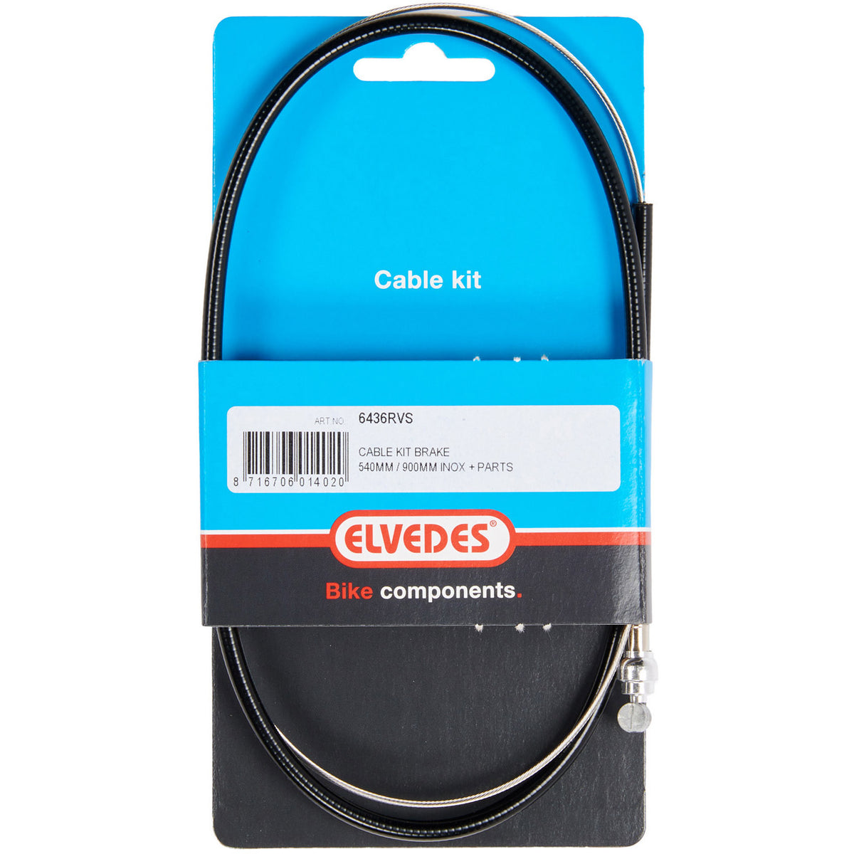 Elvedes Rem Kabelkit T-Nipple 540 mm 900 mm en acier inoxydable noir