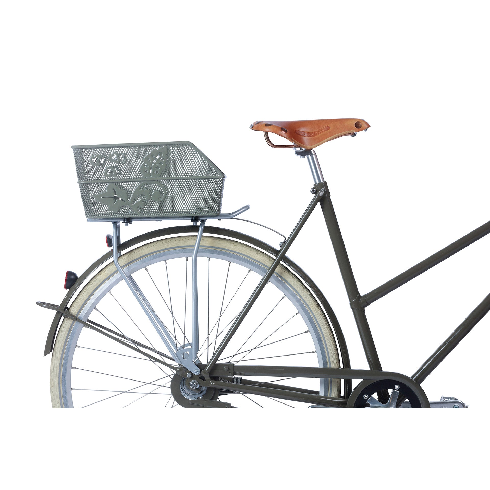 Basil Cento Flower S - Panier à vélo - à l'arrière - vert olive