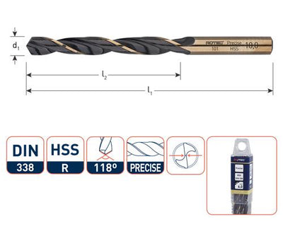 Rotec foret hélicoïdal hss précis 10,8mm