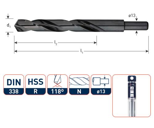 Foret hélicoïdal Rotec DIN338 HSS-R 17,0mm tourné