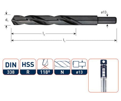Foret hélicoïdal Rotec DIN338 HSS-R 17,0mm tourné