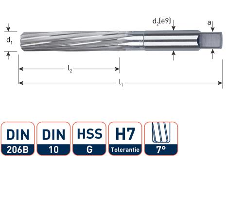 Alésoir manuel Rotec h7 28mm hss-g din206-b