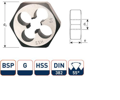 Rotec écrou coupant hexagonal bsp g1 8 din382 hss