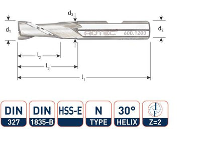 Rotec fraise à clavette courte din327 6.0mm Weldon (u)