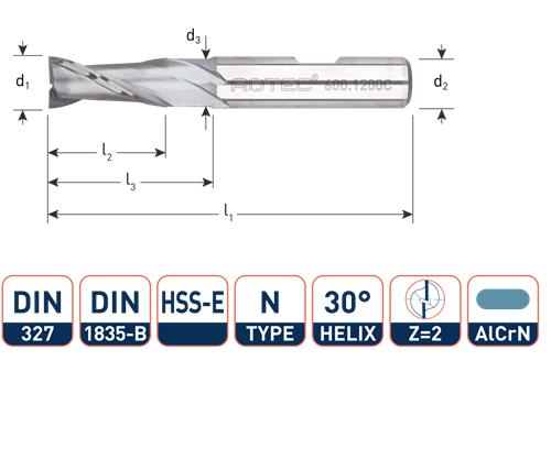 Rotec fraise à clavette courte din327 4,0mm revêtement Weldon (u)