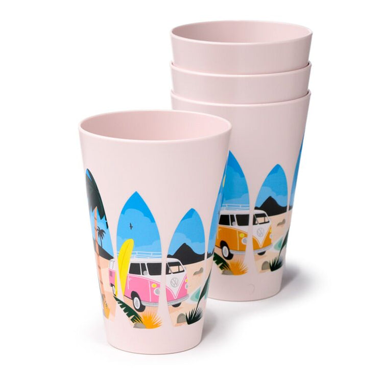VW T1 Volkswagen Van Waves Set 4 RPET Sustainable Picnic Cups 450ml