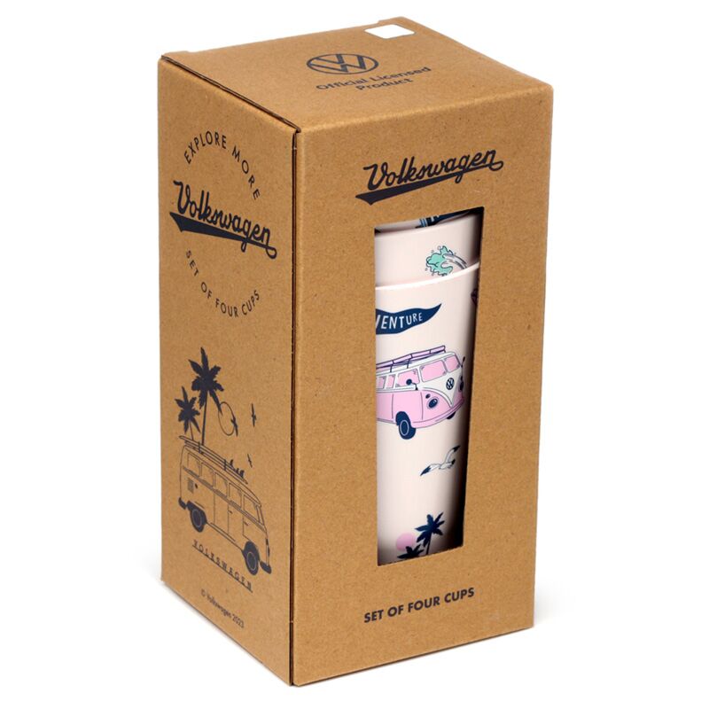 VW T1 Volkswagen Van Explore Set 4 RPET Sustainable Picknick Cups 450ml