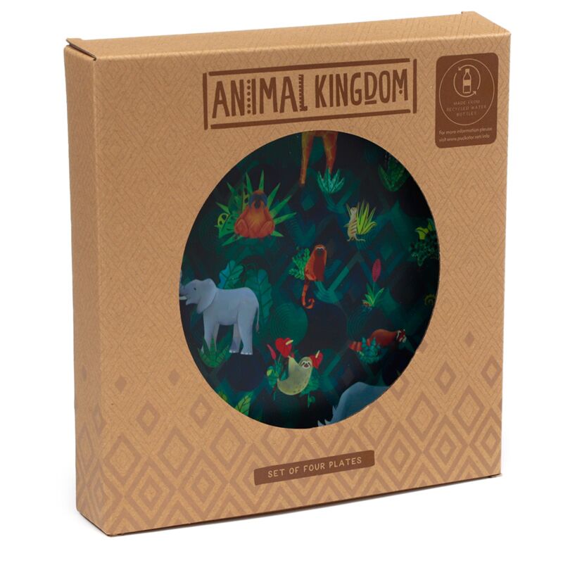 Ensemble riche en animaux de 4 plaques de pique-nique RPET durables