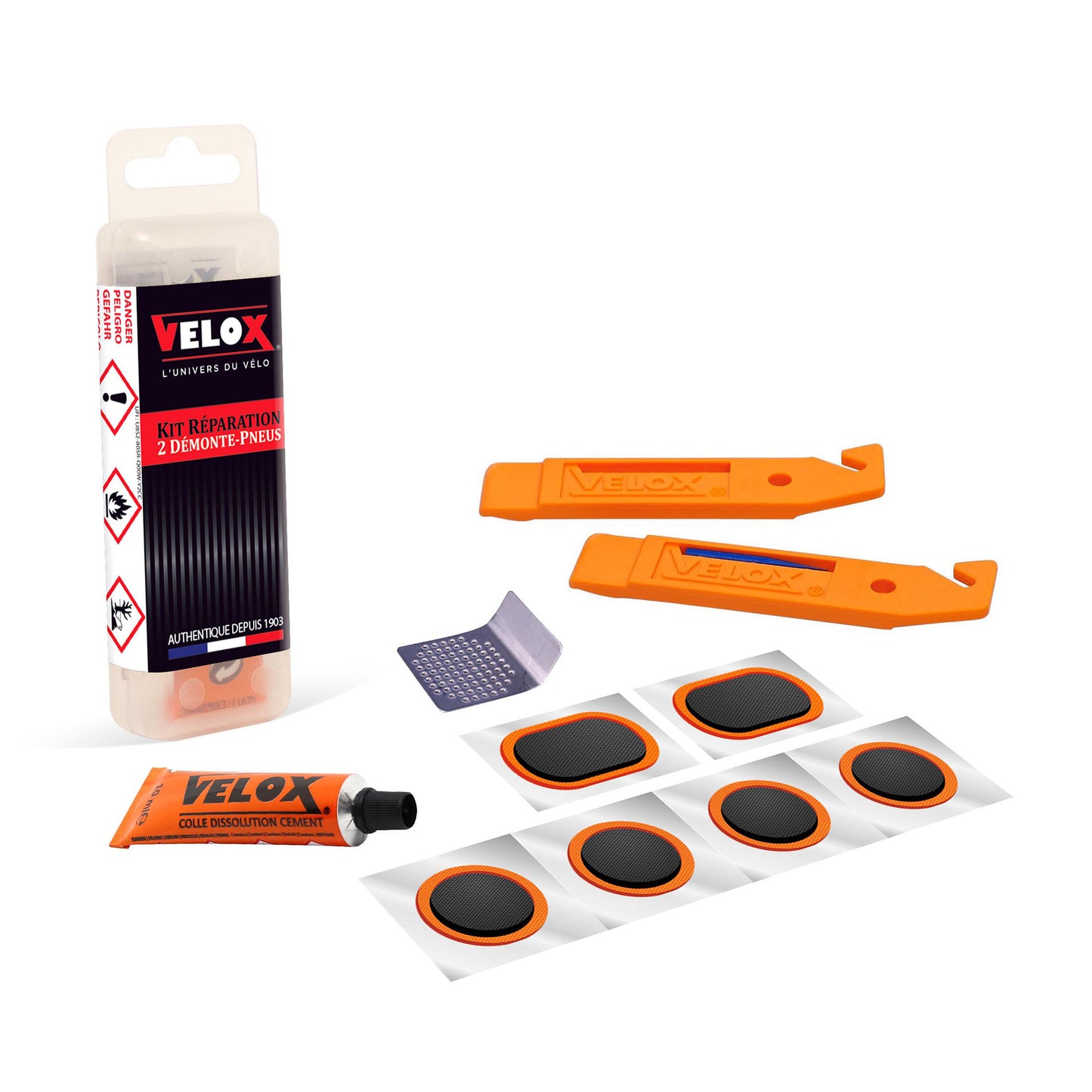 Kit de réparation de pneus Velox mini 6 rustines-solution-2 démonte-pneus