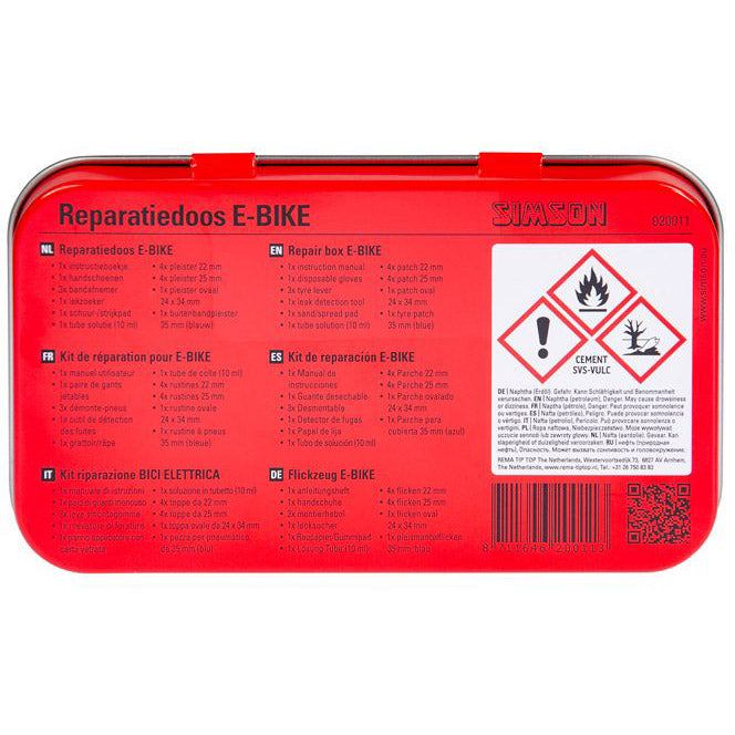 kit de réparation E-bike aluminium rouge blanc 14 pièces