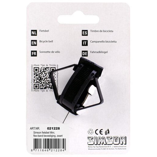 Cloche à vélo Simson mini 32mm, fixation flex-tire noir