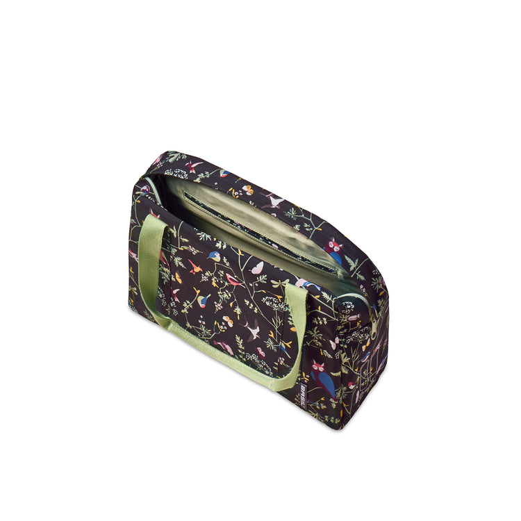 Basil Wanderlust Carry All Bag - sac à main noir pour vélo avec impression d'oiseaux colorés