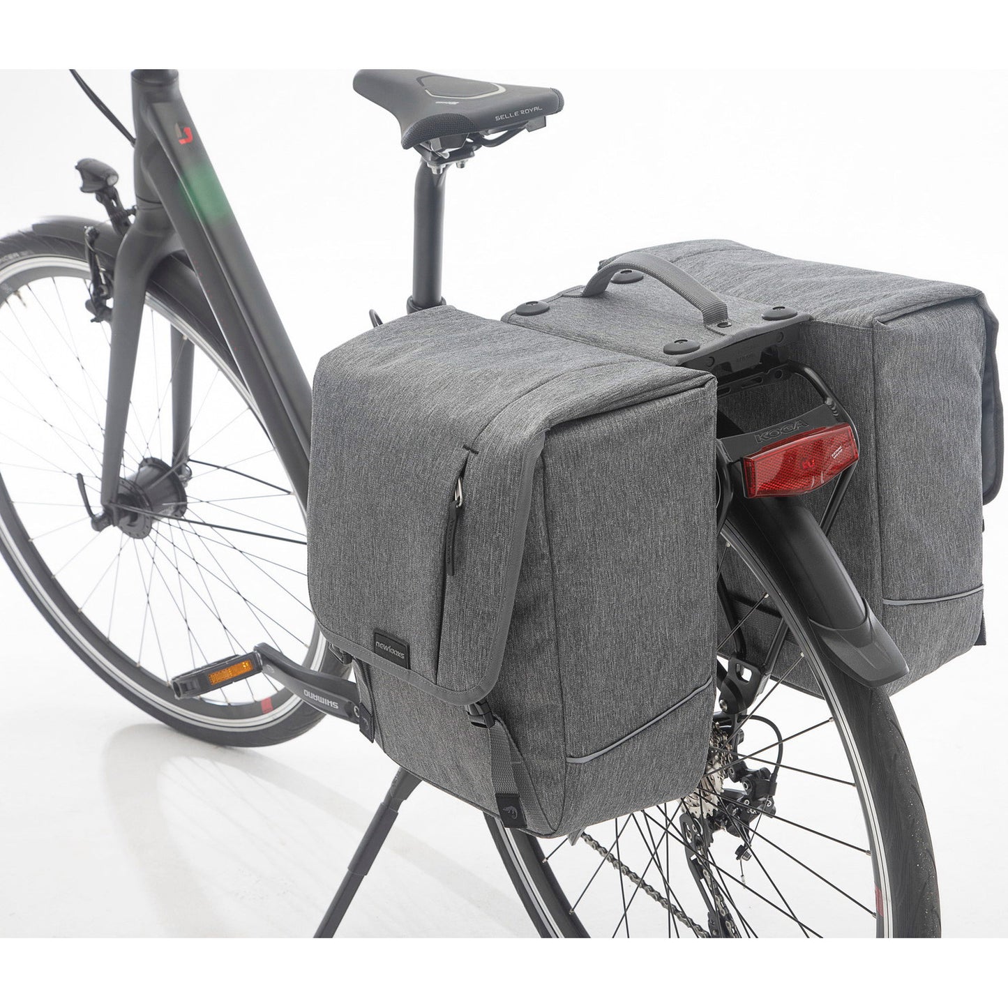 Nova Double - Sacoche double pour vélo, grise, déperlante