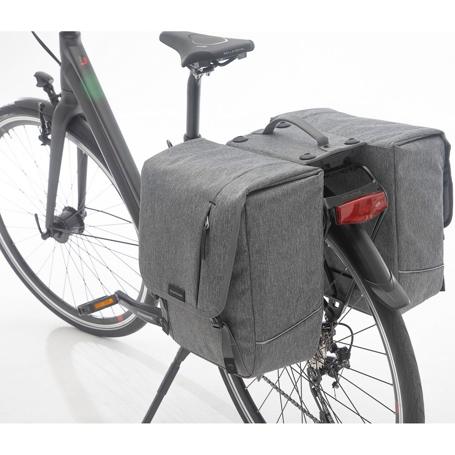 Nova Double - Sacoche double pour vélo, grise, déperlante