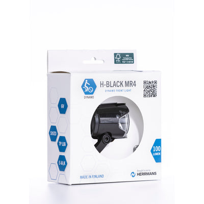 Headlight Hrmans H -Black Mr4 Dynamo - sur la fonction - avec Holder - 100 120 Lumen