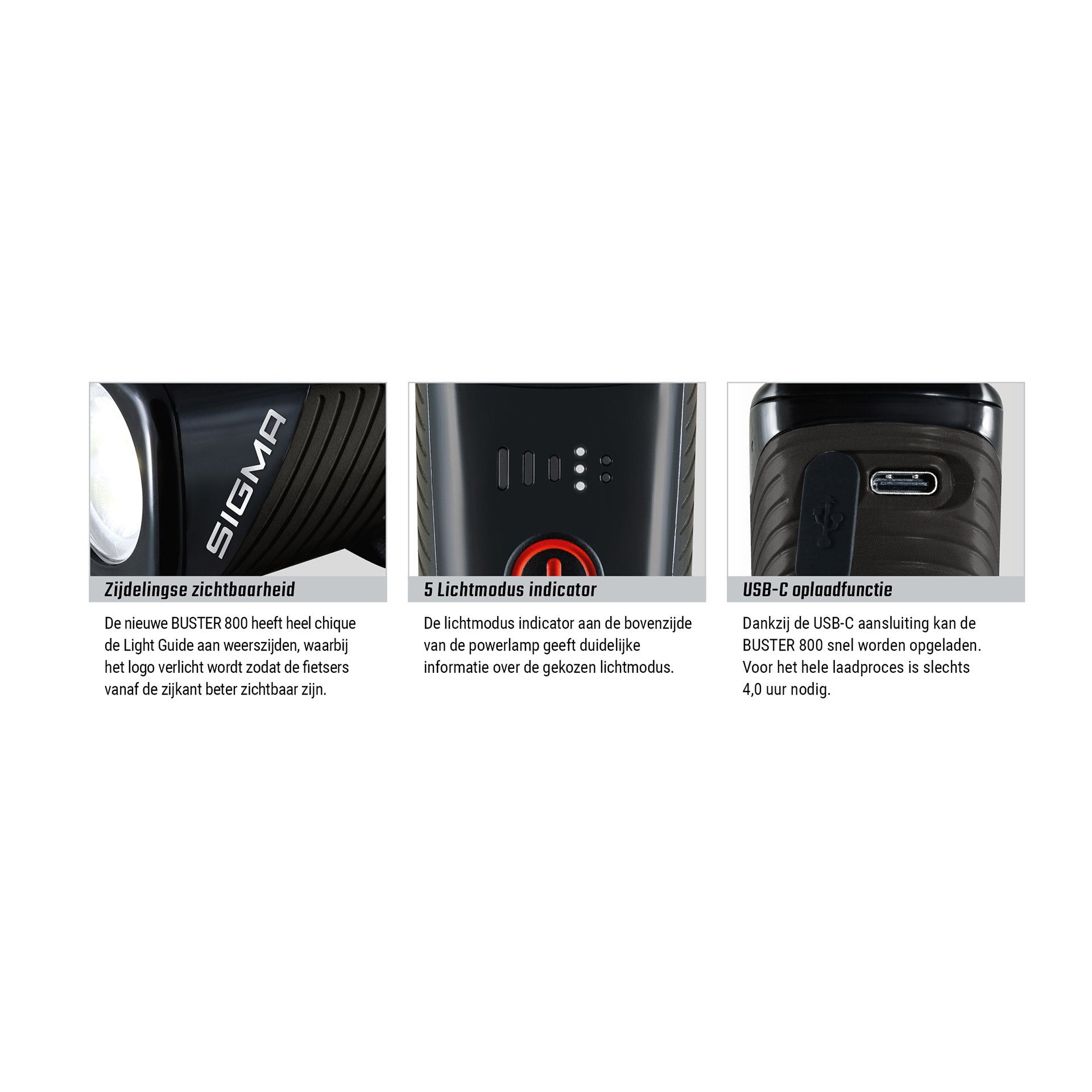 Phare Sigma Buster 800 LED porte-vis - Batterie Li-ion USB