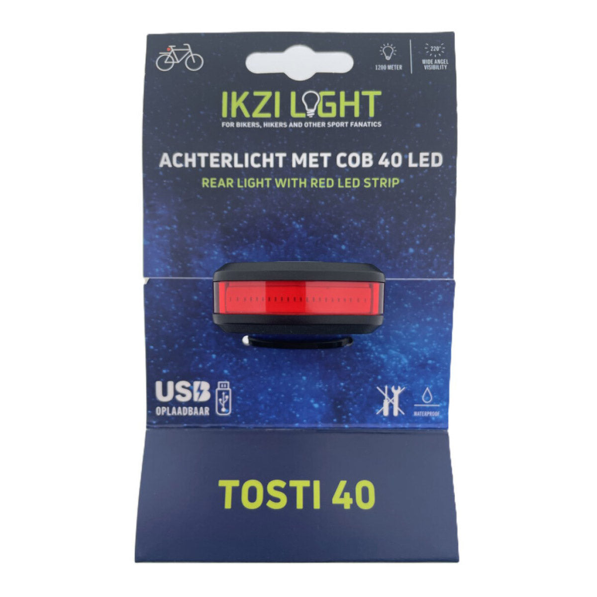 Ikzilight arrière arrière Sandwich 40 COB 40 LED USB rechargeable