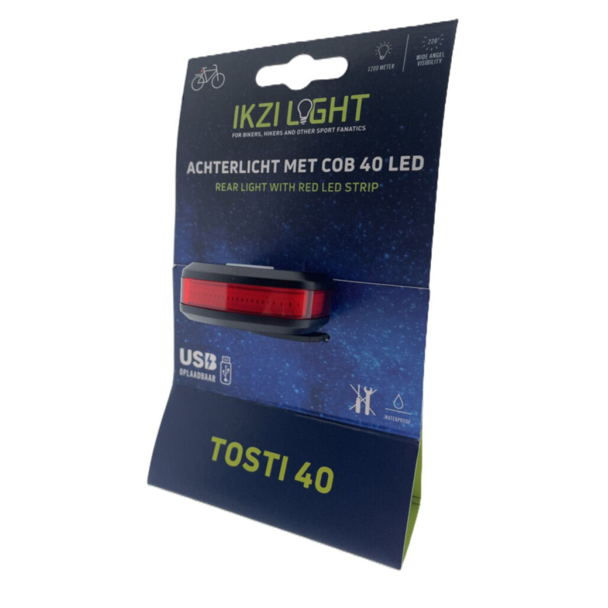 Ikzilight arrière arrière Sandwich 40 COB 40 LED USB rechargeable