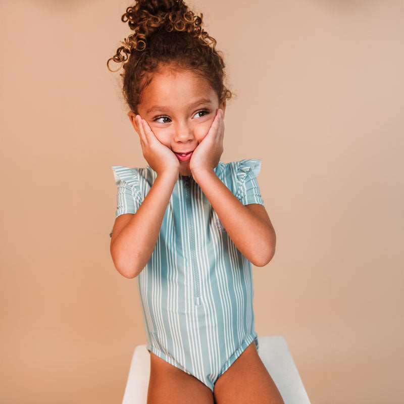 Stripe de la station | Cossin de bain UV Girls Girls avec manches courtes