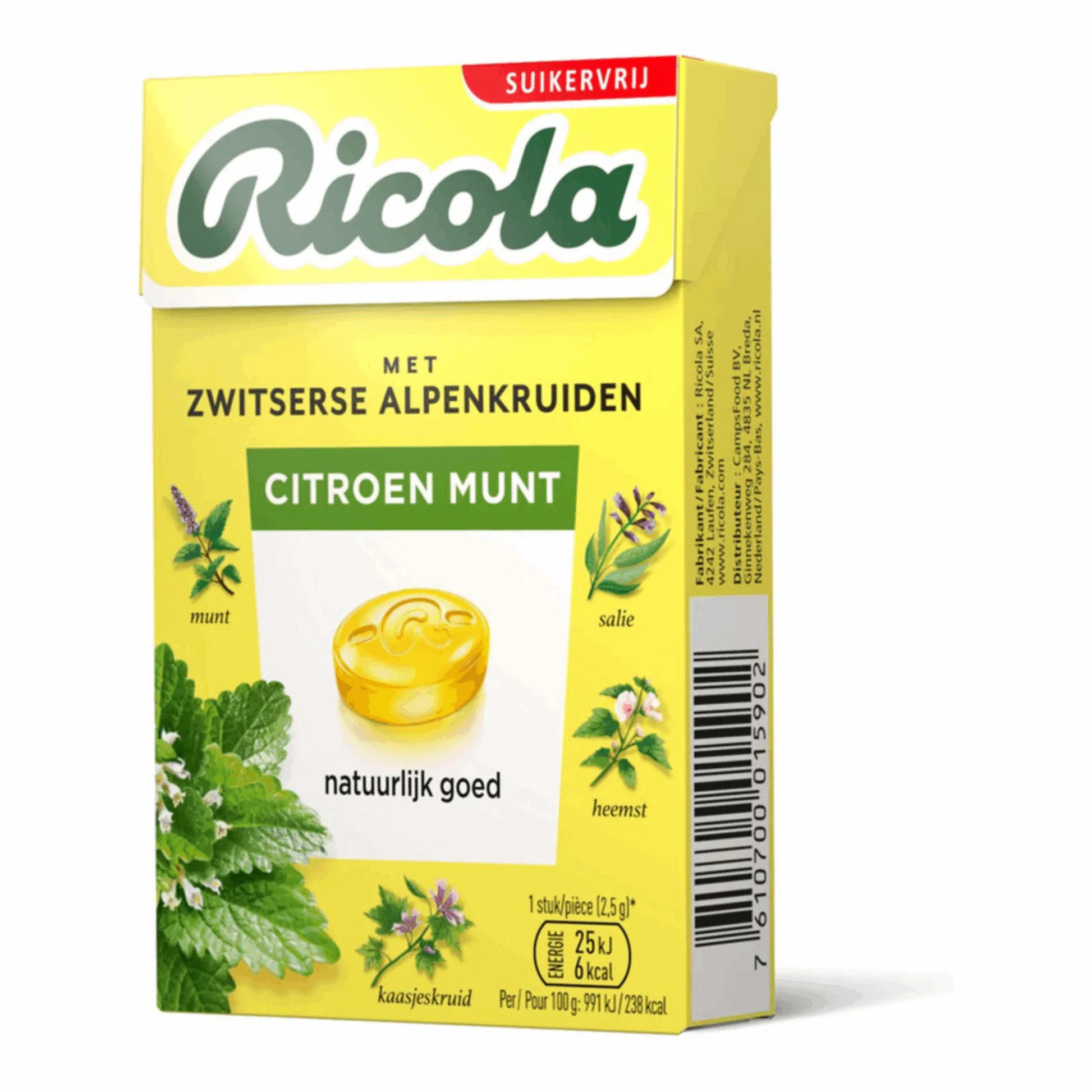 Ricola citron menthe sans sucre (20x 50gr)