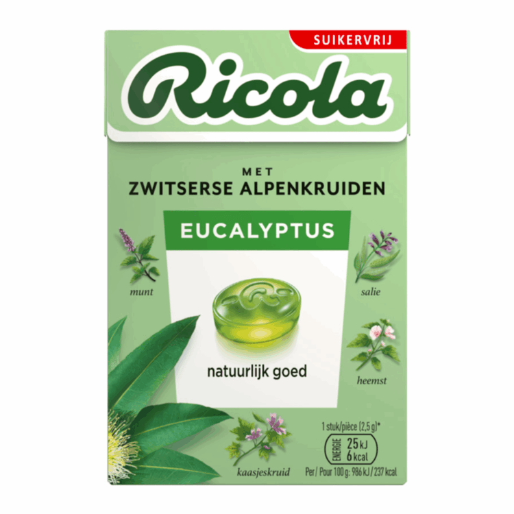 Ricola eucalyptus sans sucre (20x 50gr)