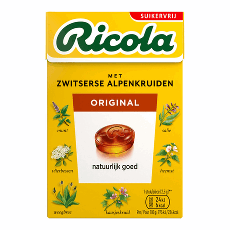 Boîte sans sucre aux herbes originales Ricola (20x 50gr)