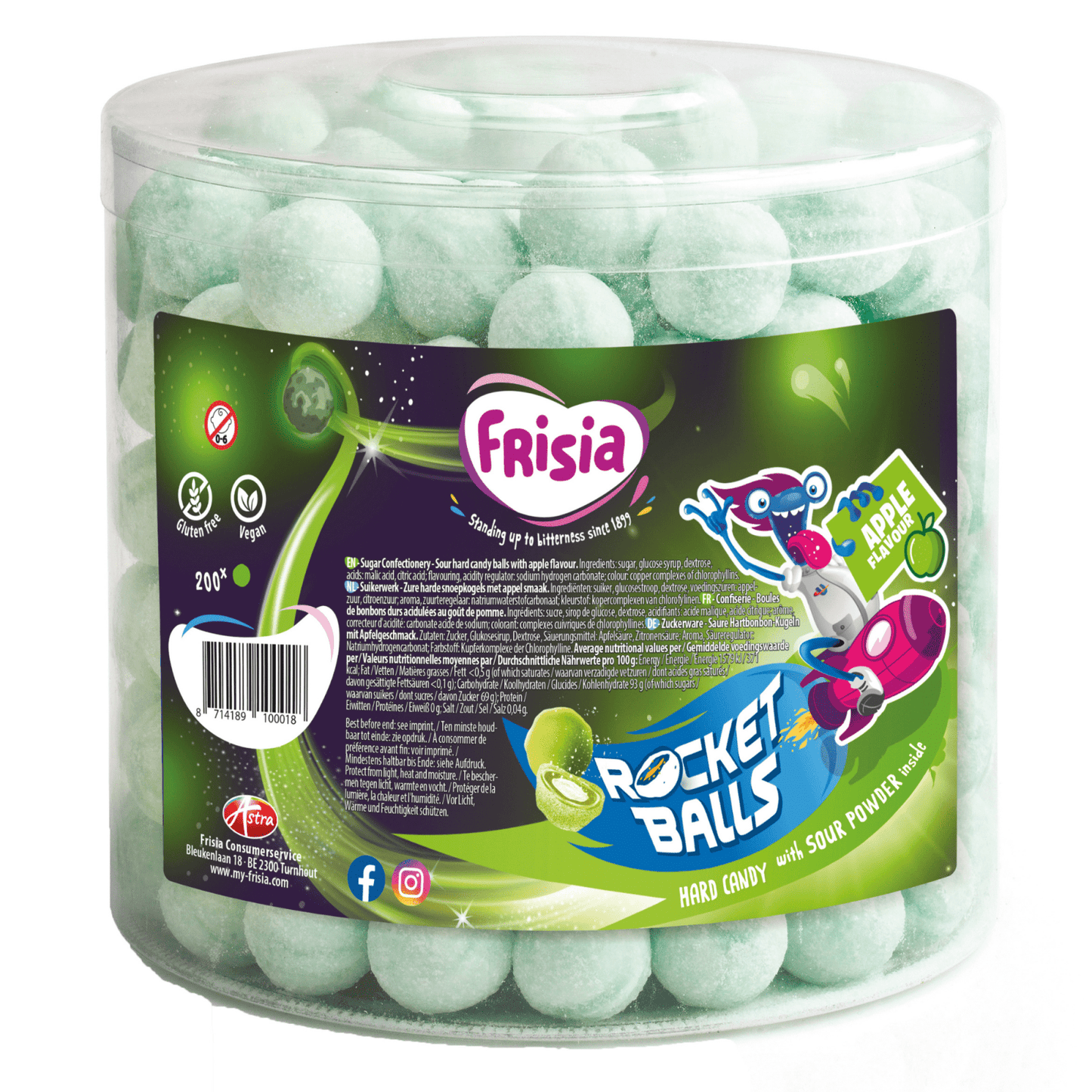 Boules de fusée Frisia boules aigres pomme (200 pièces)