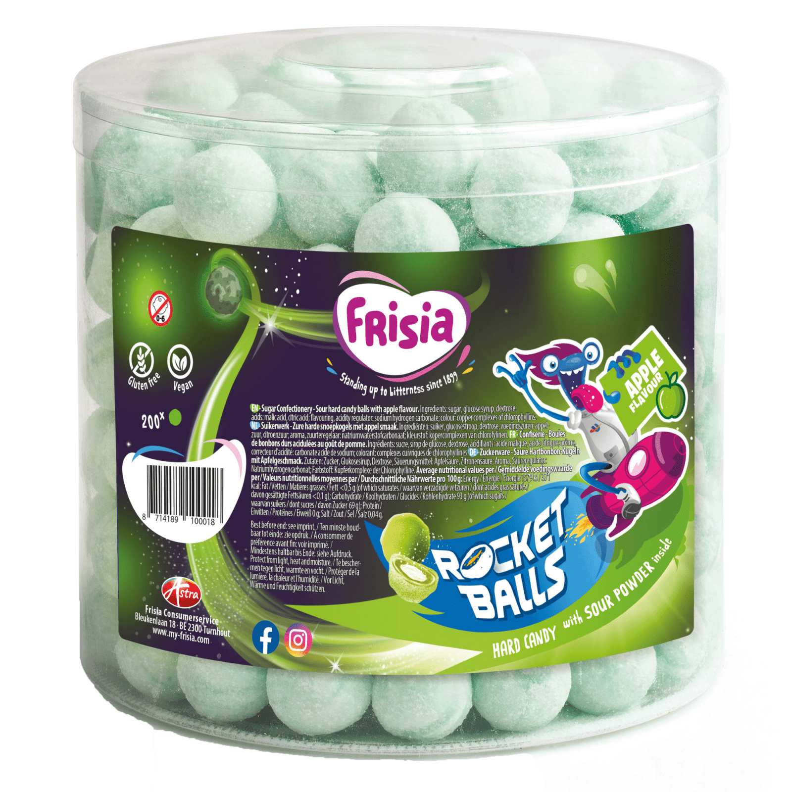 Boules de fusée Frisia boules aigres pomme (200 pièces)