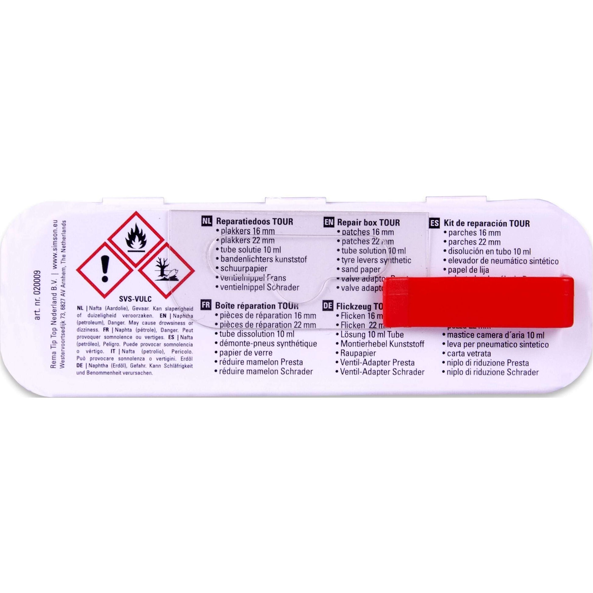 boîte de réparation Tour 11,5 cm aluminium rouge blanc 15 pièces