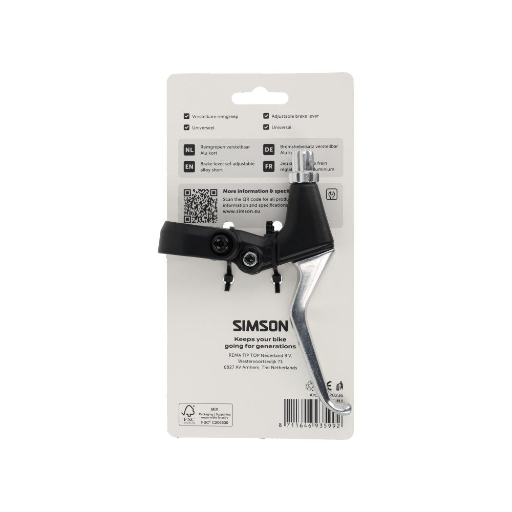 Jeu de leviers de frein Simson réglable poignée courte aluminium noir