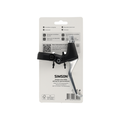 Jeu de leviers de frein Simson réglable poignée courte aluminium noir
