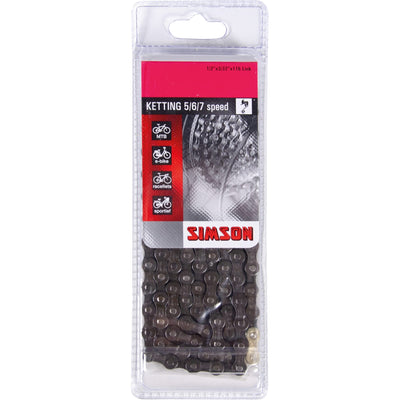 Chaîne de dérailleur Simson 5 6 7 - chaîne de vélo de haute qualité, 116 maillons, 1 2 x 3 32
