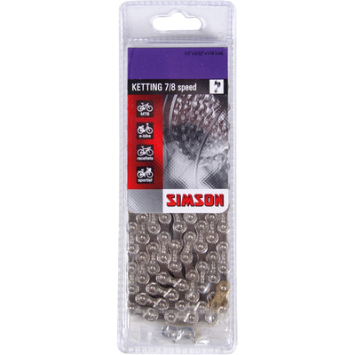 Simson Chain Derailleur 7 8 - Chaîne de vélo 116 maillons - 7 8 vitesses - 1 2 x 3 32 - Noir
