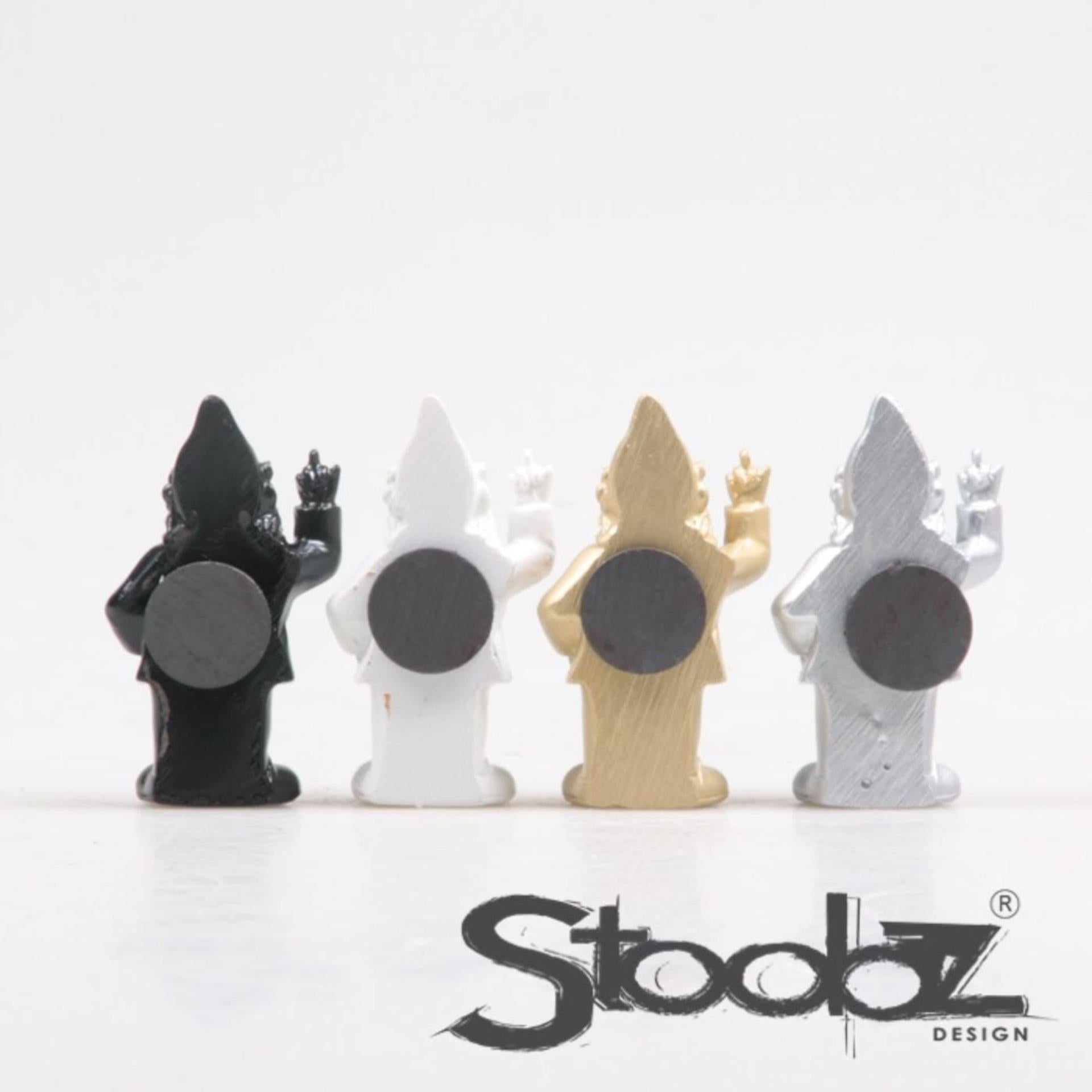 Stoobz gnome f*ck you aimant noir blanc or argent 9cm