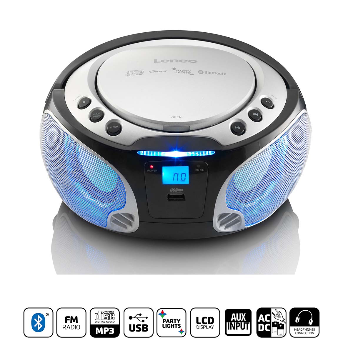 Lenco Lenco SCD-550 Portable Radio CD Player Silver