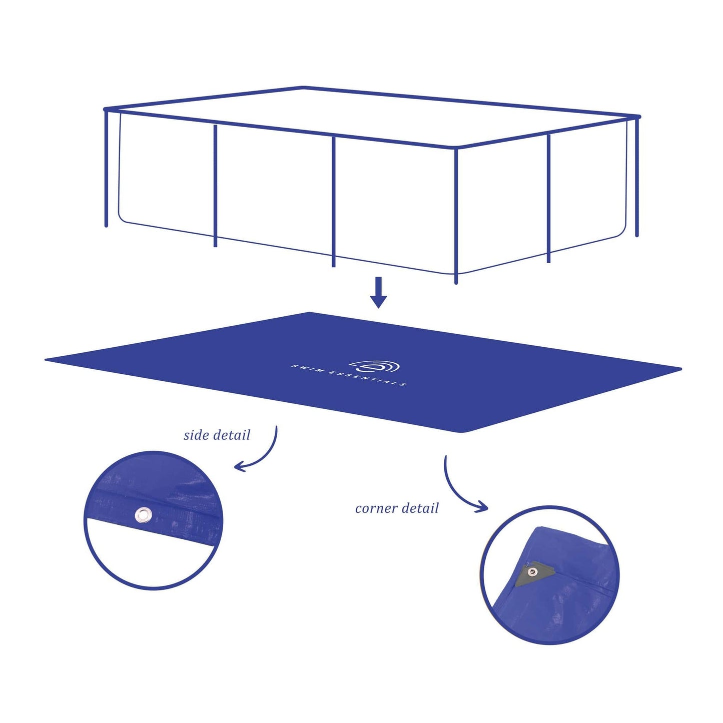 Élégance | Feuille de sol bleu foncé piscine 260x160 cm