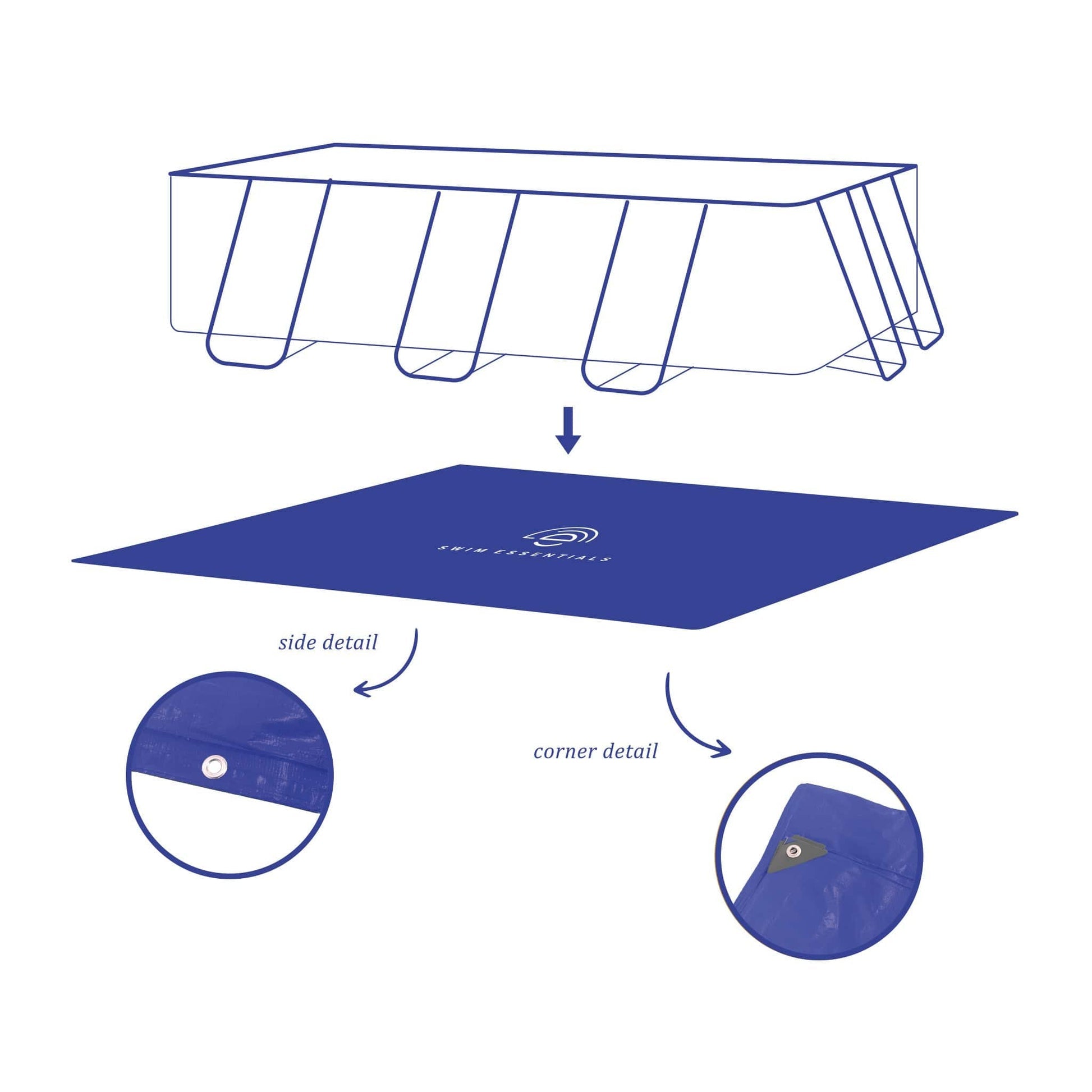 Élégance | Feuille de terrain bleu foncé Piscine 200x400 cm
