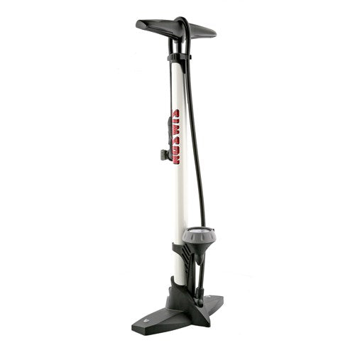 pompe à vélo avec manomètre acier 61 cm blanc (020601)