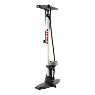 pompe à vélo avec manomètre acier 61 cm blanc (020601)