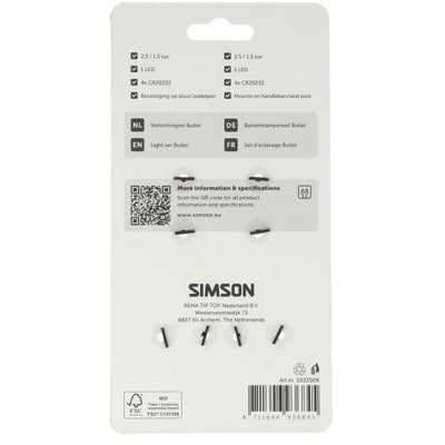 Simson kit d'éclairage bullet batterie LED 2,5 1,5lux