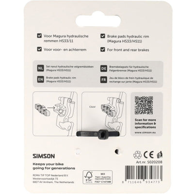 Plaquettes de frein Simson frein sur jante hydraulique magura hs33 hs11