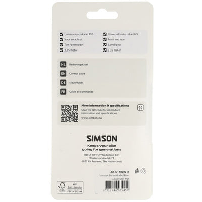 Câble intérieur de frein Simson universel en acier inoxydable