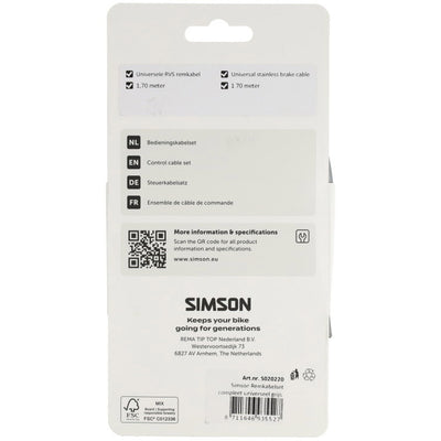 Jeu de câbles de frein Simson complet universel gris inox