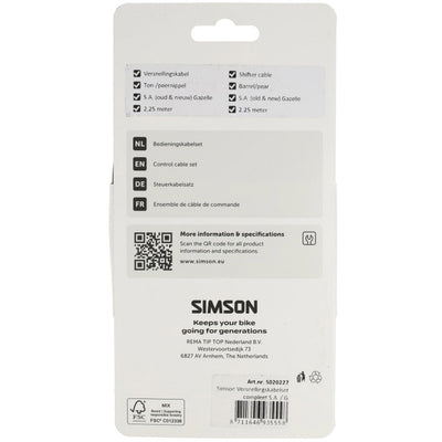Jeu de câbles de transmission Simson complet s.a. gazelle noire