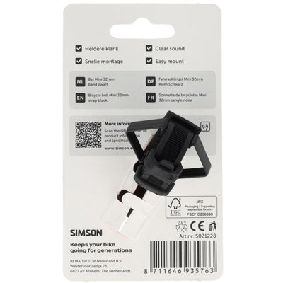Simson sonnette de vélo mini 32 mm fixation flexible noir