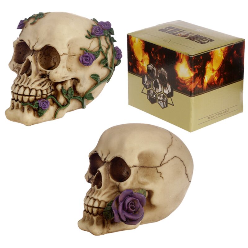 Skull Bones with Purple Roses Accessory Home