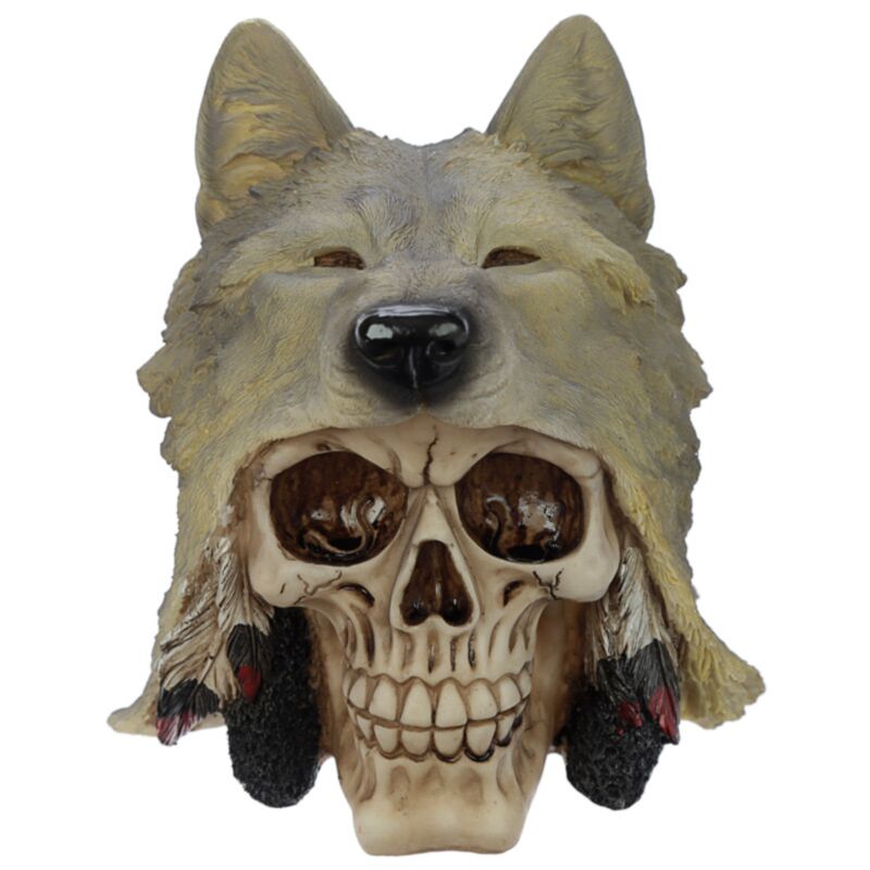 Crâne avec têtes de loup à la maison accessoire