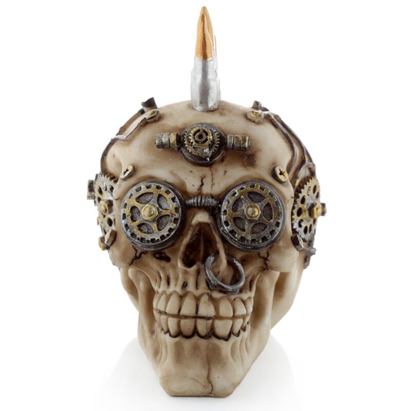 Crâne de style punk à vapeur avec accessoire de maison mohican à la balle