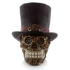 Crâne de style punk vapeur avec accessoire de maison de haut chapeau